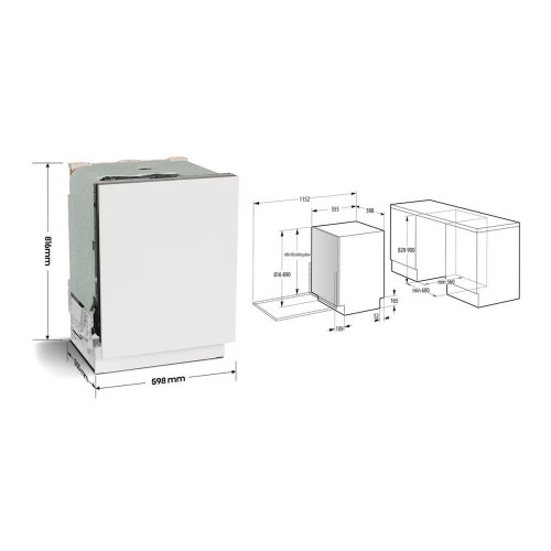 Lavavajillas integrable Hisense 16 servicios, Bandeja para cubiertos, 60 cm - HV16D5