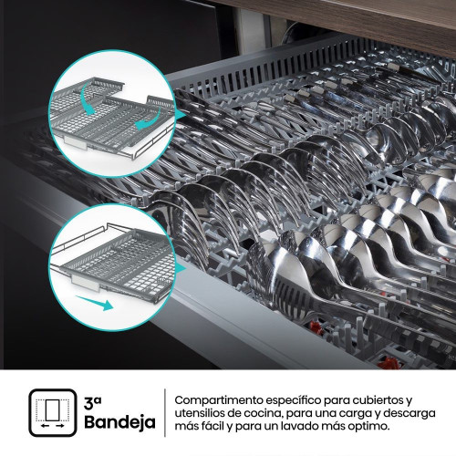 Lavavajillas integrable Hisense 16 servicios, Bandeja para cubiertos, 60 cm - HV16D5