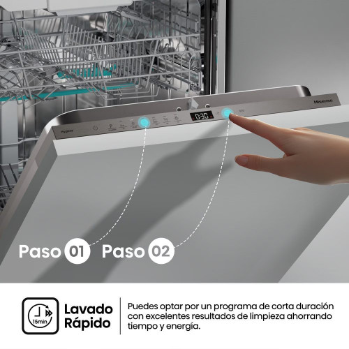 Lavavajillas integrable Hisense 16 servicios, Bandeja para cubiertos, 60 cm - HV16D5