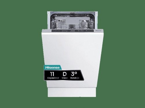 Lavavajillas integrable - Hisense HV543D10, 11 servicios, 7 programas, 44.8 cm, Tercera bandeja, Inverter, Sin Panelar