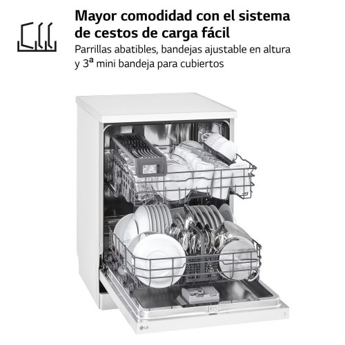 Lavavajillas LG 14 servicios,QuadWashTM, 60 cm - DF142FW Blanco