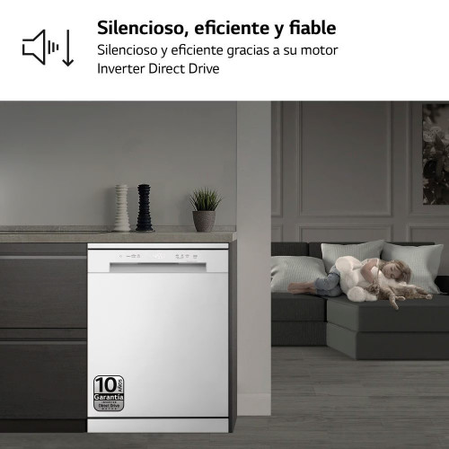 Lavavajillas LG 14 servicios,QuadWashTM, 60 cm - DF142FW Blanco