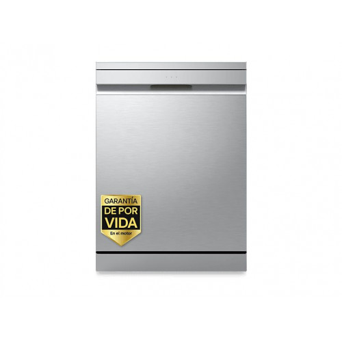 Lavavajillas - LG DF375HVS, 14 servicios, 10 programas, 60 cm, LED táctil, Tercera bandeja, TrueSteam™, QuadWash™, Inox antihuellas