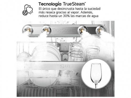 Lavavajillas - LG DF375HVS, 14 servicios, 10 programas, 60 cm, LED táctil, Tercera bandeja, TrueSteam™, QuadWash™, Inox antihuellas