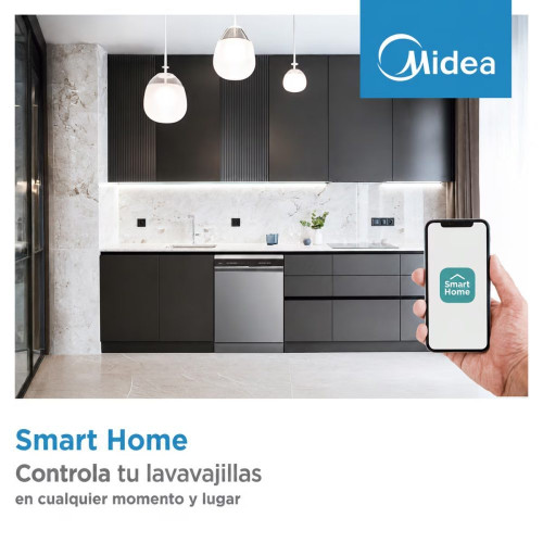Lavavajillas Midea 14 servicios, Bandeja para cubiertos, 60 cm - MDWPF1433CSS-W-EU Inox
