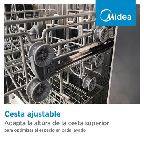 Lavavajillas Midea 14 servicios, Bandeja para cubiertos, 60 cm - MDWPF1433CSS-W-EU Inox