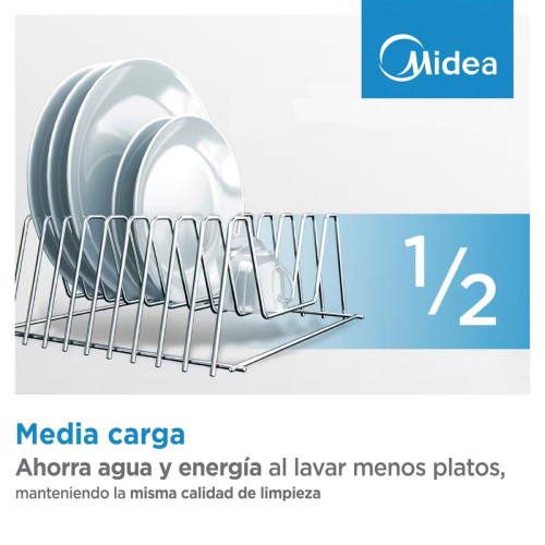 Lavavajillas Midea 14 servicios, Bandeja para cubiertos, 60 cm - MDWPF1433CSS-W-EU Inox