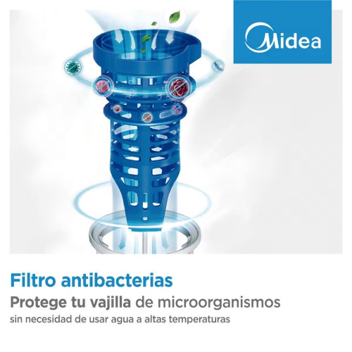 Lavavajillas Midea 14 servicios, Bandeja para cubiertos, 60 cm - MDWPF1433CSS-W-EU Inox