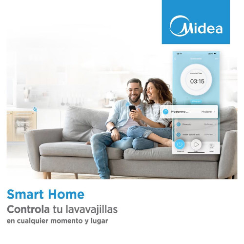 Lavavajillas Midea 14 servicios, Media bandeja para cubiertos, 60 cm - MDWPF1433CW-W-EU Blanco