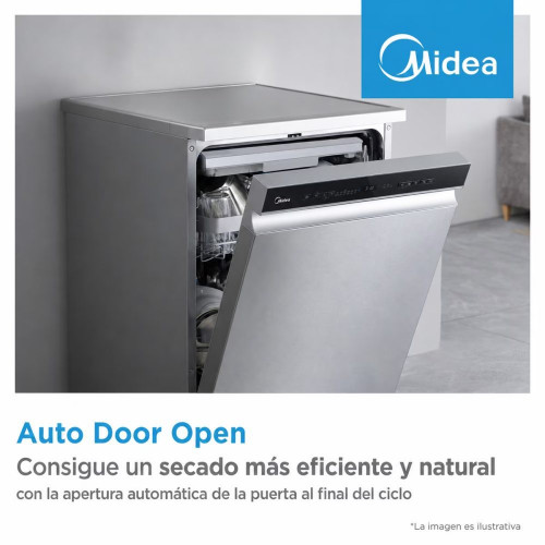 Lavavajillas Midea 14 servicios, Media bandeja para cubiertos, 60 cm - MDWPF1433CW-W-EU Blanco
