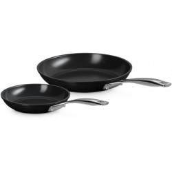 Le Creuset Essential 2-Piece Aluminum Ceramic Non-Stick Pan Set Forged and Hard-Anodized