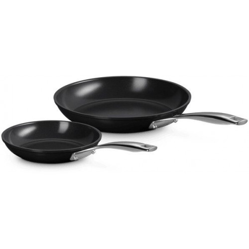 Le Creuset Essential 2-Piece Aluminum Ceramic Non-Stick Pan Set Forged and Hard-Anodized