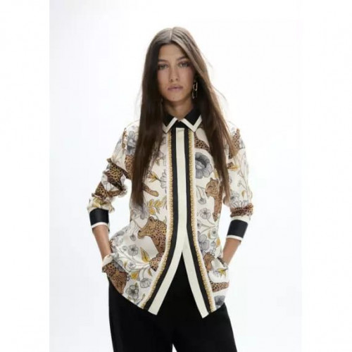 Leo Print Shirt And Border Ecru-multicol  LOLA CASADEMUNT