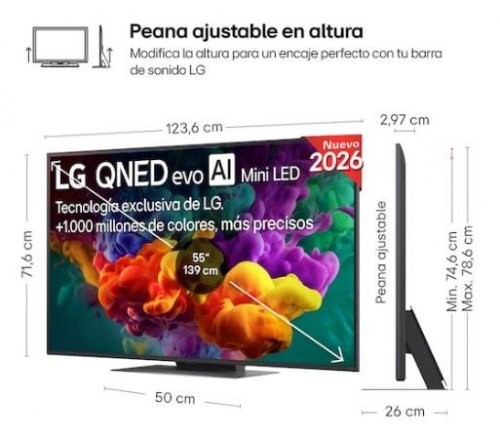 LG 55QNED86B6B - Televisor Smart TV de 55