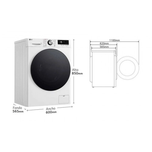 LG AI DD TurboWash 360° Steam LG ThinQ Lavadora 10kg Blanca f4wr7010agw.obsexc