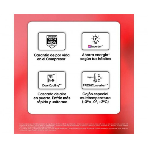 LG Frigorífico Combi LG DoorCooling+ 1,86m capacidad de 375l gbbs514dpy