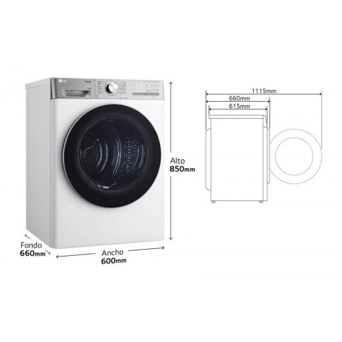 LG Outlet Secadora 10kg C, con Bomba de calor Dual Inverter rh10v9av2wr.outlet