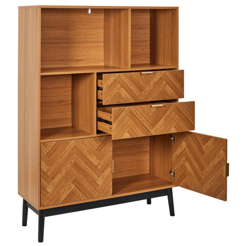 Librería con cajones Felix 140x100x35cm roble