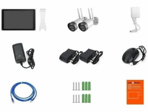 LINK2HOME Kit de 2 cámaras de Vigilancia wifi + 1 pantalla NVR para interior