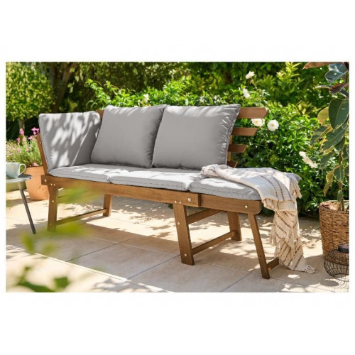 LIVARNO® Banco de madera para jardín con cojines