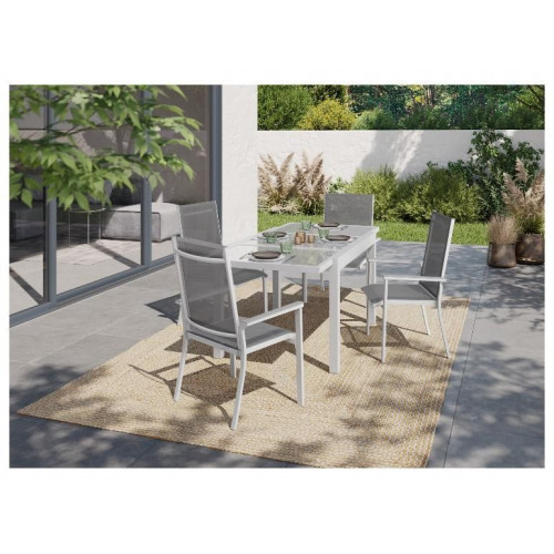 LIVARNO HOME Mesa de jardín de aluminio extensible blanca Houston