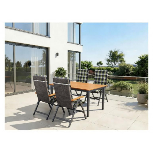 LIVARNO® Mesa de aluminio para jardín con tablero de madera Valencia