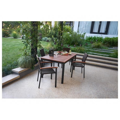 LIVARNO® Mesa de aluminio para jardín con tablero de madera Valencia