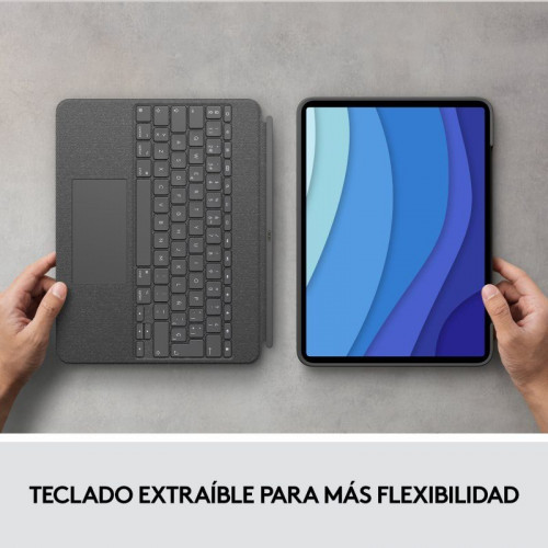 Logitech Combo Touch Funda con Teclado Gris para iPad Pro 12.9