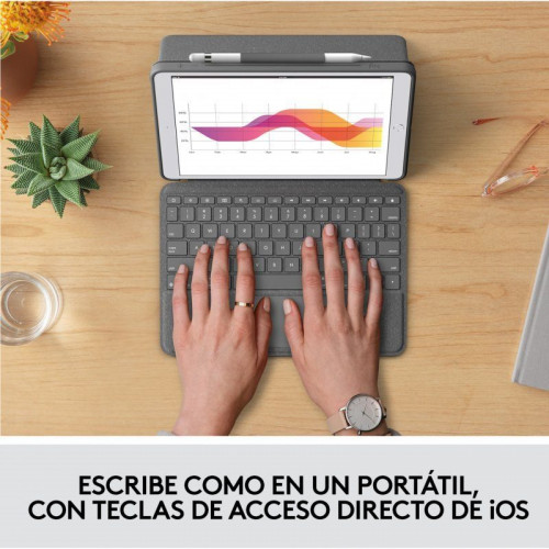 Logitech Combo Touch Funda con Teclado Retroiluminado para iPad 7/8/9 Generación