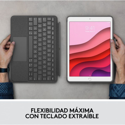 Logitech Combo Touch Funda con Teclado Retroiluminado para iPad 7/8/9 Generación