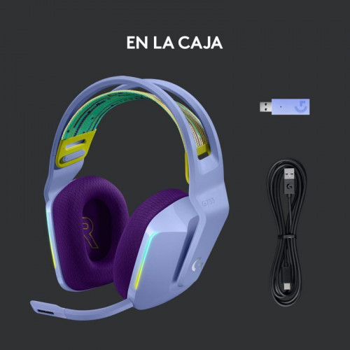 Logitech G733 Lightspeed RGB Auriculares con Micrófono Inalámbricos Gaming Lilas