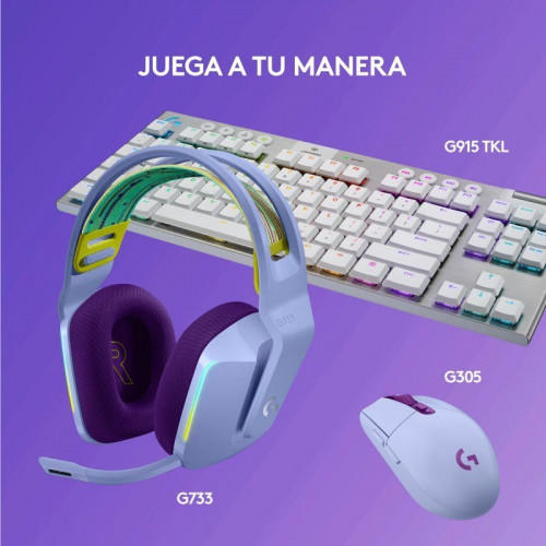 Logitech G733 Lightspeed RGB Auriculares con Micrófono Inalámbricos Gaming Lilas