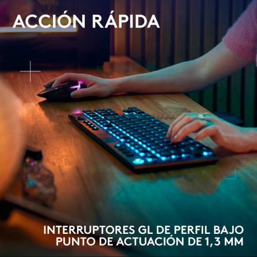 Logitech G915 X LIGHTSPEED TKL Teclado Mecánico Gaming Inalámbrico GL Tactile PBT Negro