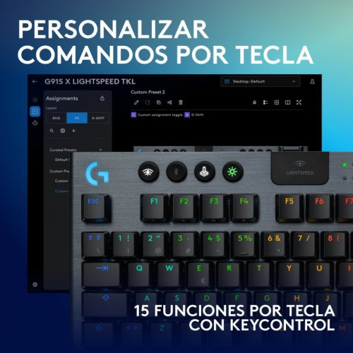 Logitech G915 X LIGHTSPEED TKL Teclado Mecánico Gaming Inalámbrico GL Tactile PBT Negro