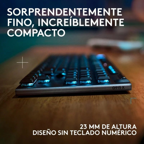 Logitech G915 X LIGHTSPEED TKL Teclado Mecánico Gaming Inalámbrico GL Tactile PBT Negro