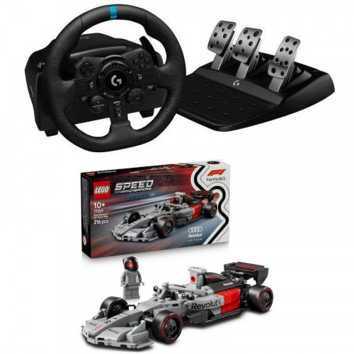 Logitech G923 Volante y Pedales para PS4/PS5/PC +LEGO Speed Champions Coche Audi Revolut F1 Team R26