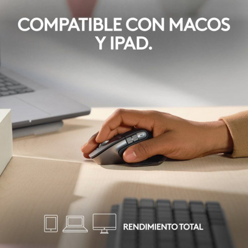 Logitech MX Master 3S para Mac, Apple, iPad, Funciona sobre cristal con Clics Silencioso, USB-C Negro