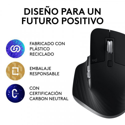 Logitech MX Master 3S para Mac, Apple, iPad, Funciona sobre cristal con Clics Silencioso, USB-C Negro