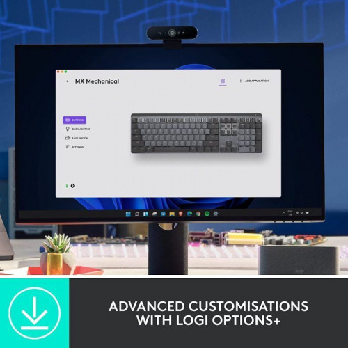 Logitech MX Mechanical Clicky Teclado Mecánico Inalámbrico Bluetooth Grafito QWERTY US International
