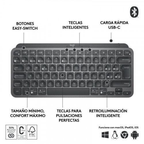 Logitech Pack MX Keys Mini Teclado Inalámbrico Bluetooth + Logitech MX Anywhere 3S Ratón Bluetooth