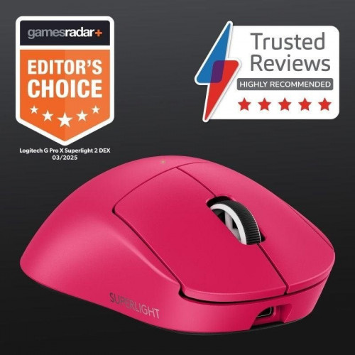 Logitech PRO X SUPERLIGHT 2 DEX Ratón Gaming Inalámbrico para Diestros 44000 DPI Magenta