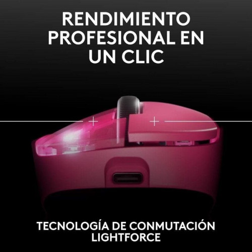 Logitech PRO X SUPERLIGHT 2 DEX Ratón Gaming Inalámbrico para Diestros 44000 DPI Magenta