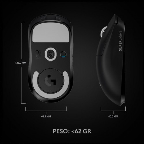 Logitech Pro X Superlight Ratón Gaming 25600DPI Negro