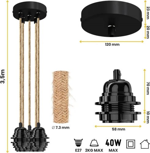 Luminaria colgante Hang 5 de lino