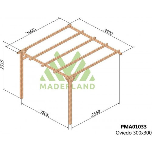 Maderland Pérgola Adosada de madera maciza Oviedo