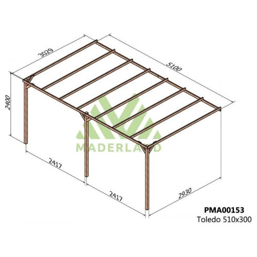 Maderland Pérgola Adosada de Madera Maciza Toledo