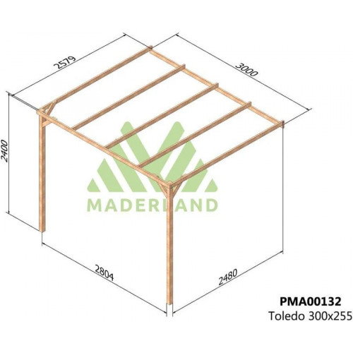 Maderland Pérgola Adosada de Madera Maciza Toledo