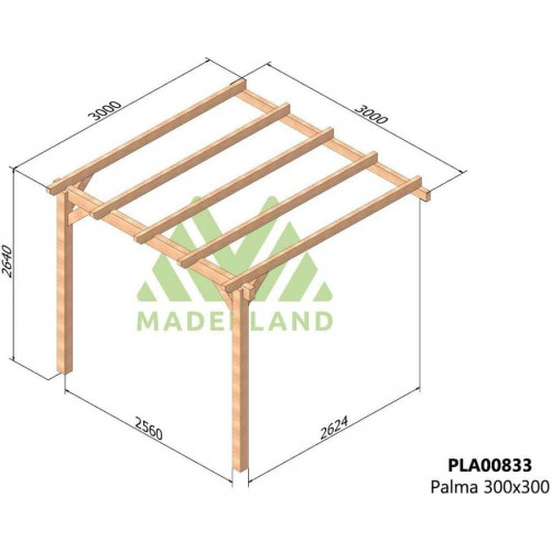 Maderland Pérgola de Madera Laminada Adosada Palma