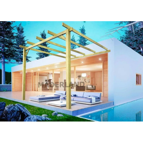 Maderland Pérgola de Madera Maciza Adosada Huesca