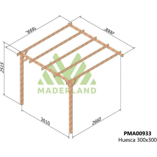 Maderland Pérgola de Madera Maciza Adosada Huesca